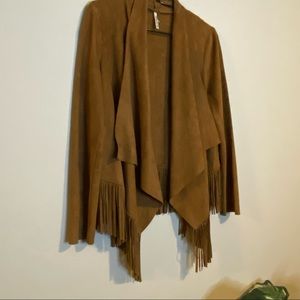 FAUX SUEDE MITTOSHOP FRINGE JACKET Medium Tan Women’s